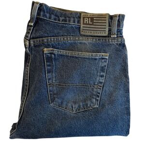 Polo Ralph Lauren Men Varick Slim Straight Jeans 36x32 Blue Denim Dark Wash